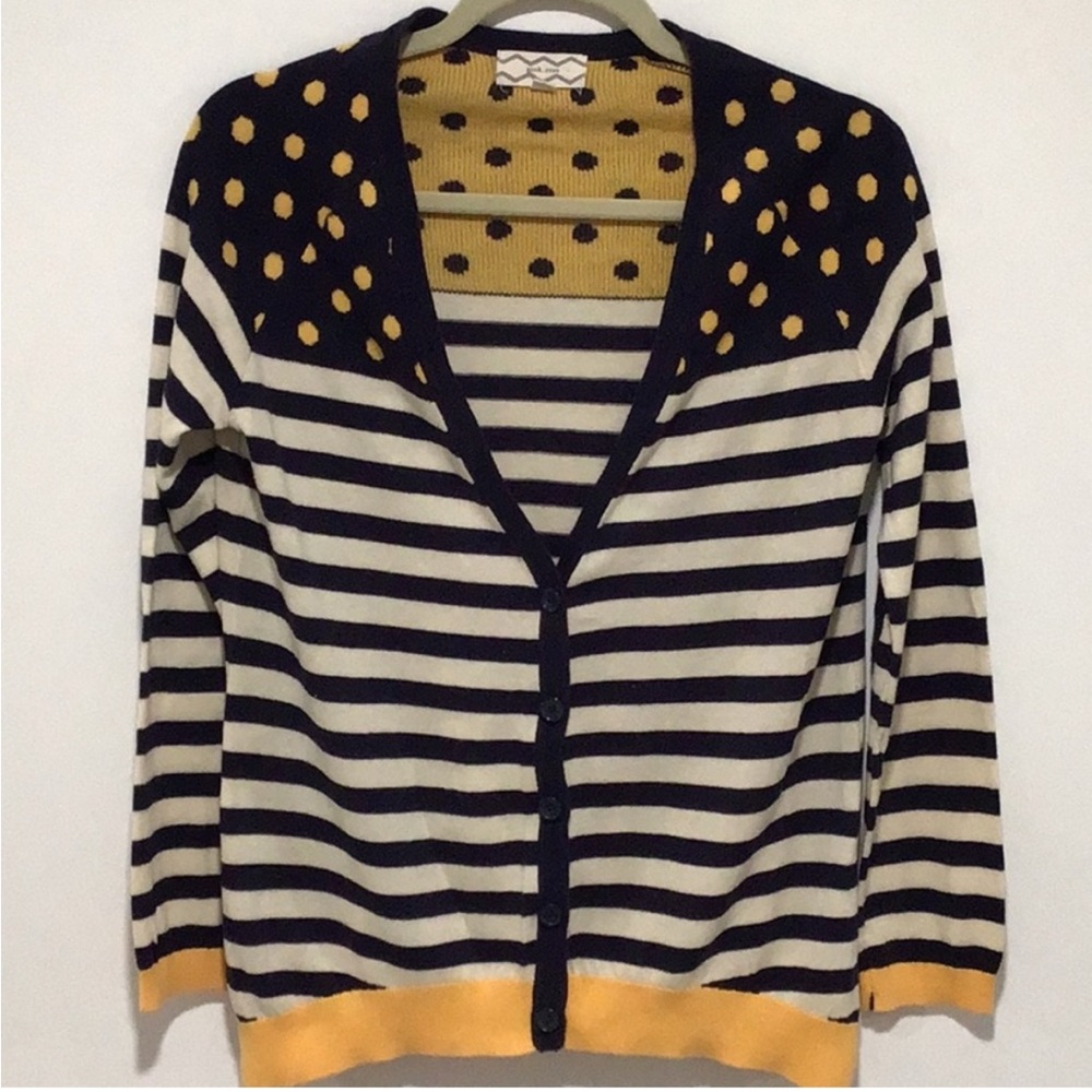 Pink Rose Black and Yellow Striped Cardigan - Picture 1 of 7